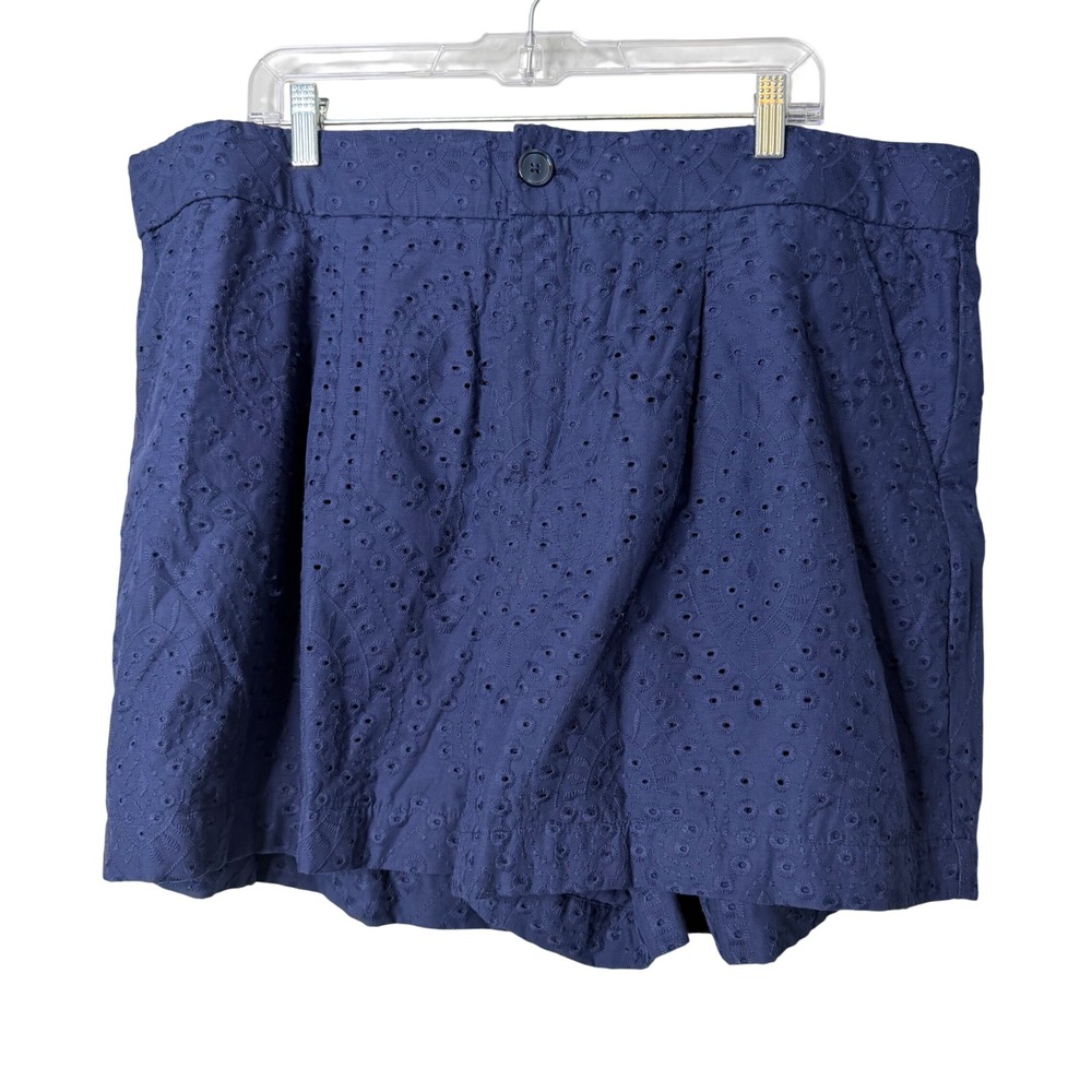 Belle Isle by Torrid Eyelet Shorts Womens 22 Navy Blue High Rise Cotton Boho